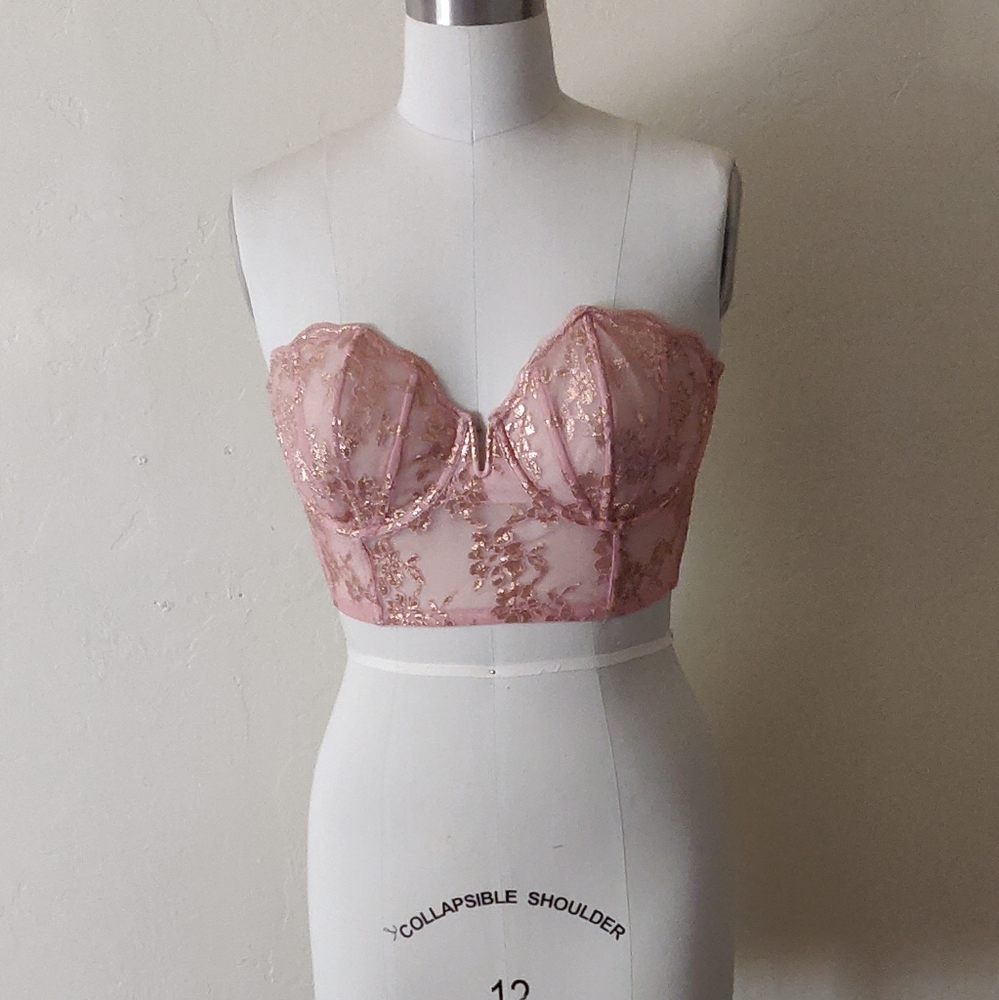 Nwot Rose gold Victoria's Secret longline strapless bra - 36DD